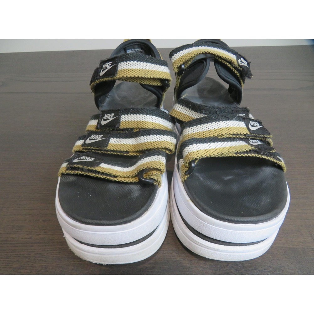 Nike Icon Classic Sandals Womens Size 8 Black Gold Strappy Platform DH0224-002 - Picture 3 of 10
